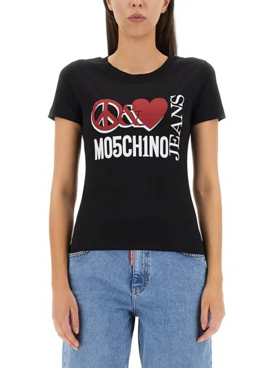 M05ch1n0 Jeans Logo Print T-shirt In Black