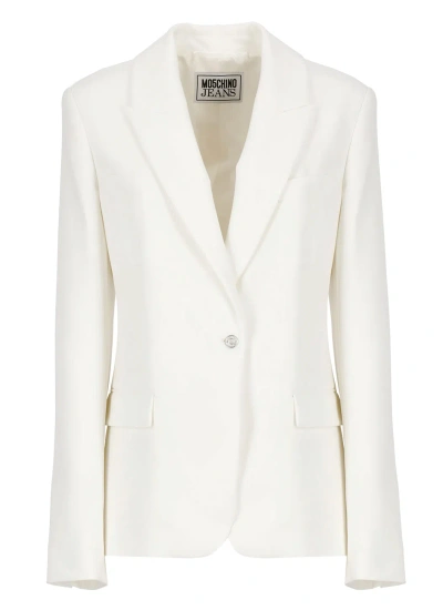 M05ch1n0 Jeans Single-breasted Blazer In Ivory