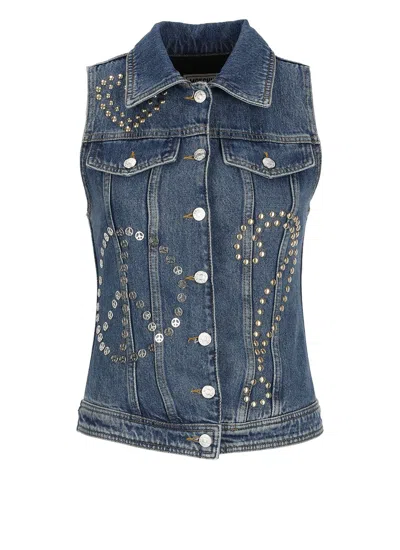 M05ch1n0 Jeans Studded Symbols Waistcoat In Blue