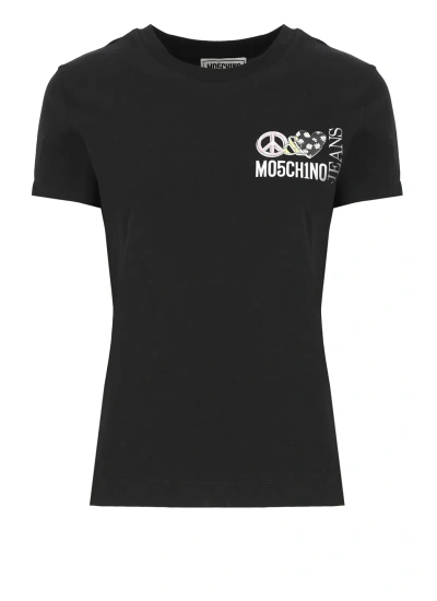M05ch1n0 Jeans T-shirt With Logo In Black