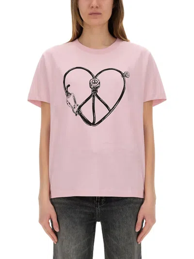 M05ch1n0 Jeans T-shirt With Print In Pink