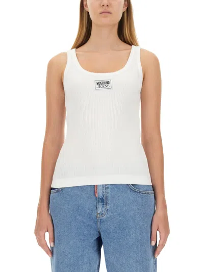 M05ch1n0 Jeans Tops With Logo In White