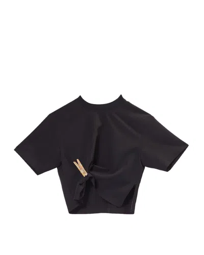 M05ch1n0 Jeans Twisted Cropped T-shirt In Black