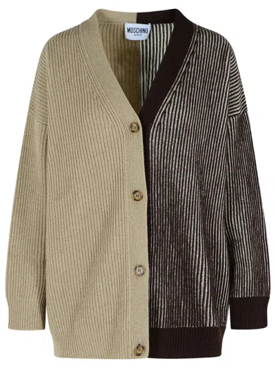Moschino Two-tone Cashmere Blend Cardigan In Multi