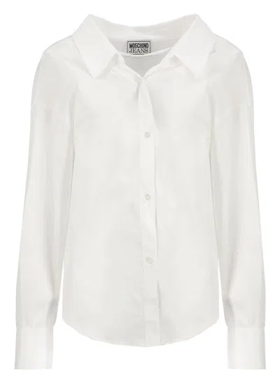 M05ch1n0 Jeans V-neck Shirt In White