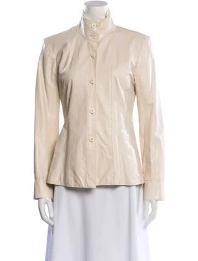 Pre-owned M0851 Leather Blazer In Neutral