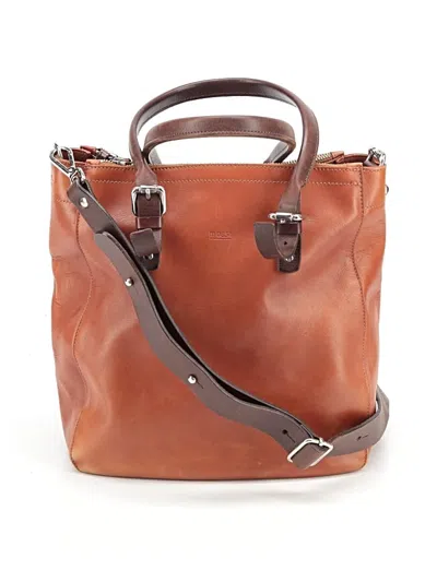 Pre-owned M0851 Leather Tote Bag In Tan