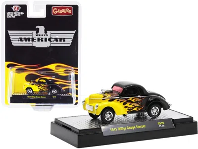 M2 1941 Willys Coupe Gasser Black With Yellow Flames Limited Edition To 6050 Pieces Worldwide 1/64 Diec