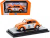 M2 1952 Volkswagen Beetle Deluxe Model "empi Power Rules" Orange And White With Graphics Limited Editio In Orange
