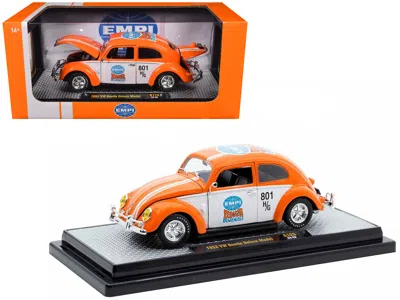 M2 1952 Volkswagen Beetle Deluxe Model "empi Power Rules" Orange And White With Graphics Limited Editio