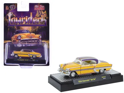 M2 1954 Chevrolet Bel Air "lowriders" Yellow Metallic With Stripes And Silver Stripes Top And White Int