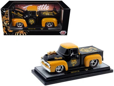 M2 1956 Ford F-100 Pickup Truck "throttle" Black With Brown Top And Fenders With Graphics Limited Editi