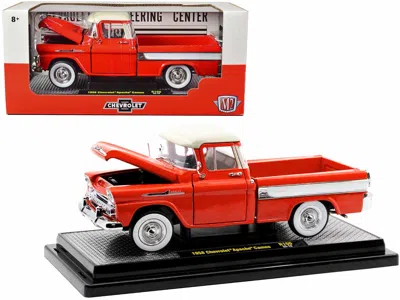 M2 1958 Chevrolet Apache Cameo Pickup Truck Cardinal Red With Wimbledon White Top Limited Edition To 65