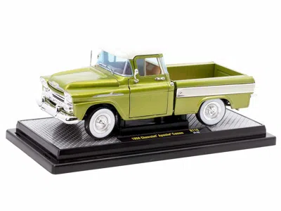 M2 1958 Chevrolet Apache Cameo Pickup Truck Olive Green Metallic With Wimbledon White Top Limited Editi