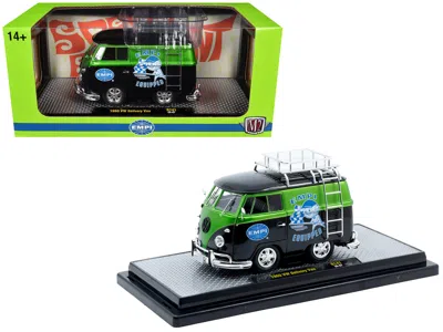 M2 1960 Volkswagen Delivery Van "empi Equipped" Black And Green Metallic With Roof Rack And Ladder Limi