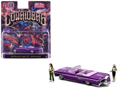 M2 1964 Chevrolet Impala Ss 409 Convertible Purple Metallic With Purple And White Interior With 2 Figur