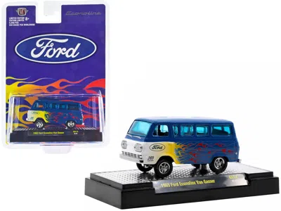 M2 1965 Ford Econoline Van Gasser Blue Metallic With Flames Limited Edition To 6050 Pieces Worldwide 1/