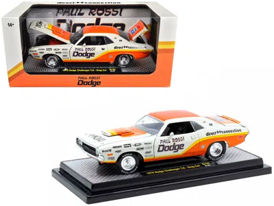 M2 1970 Dodge Challenger T/a Drag Car "paul Rossi" White And Orange With Graphics Limited Edition To 66 In Multi