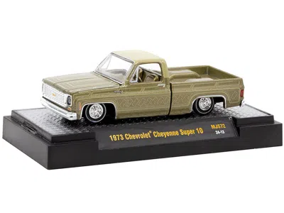 M2 1973 Chevrolet Cheyenne Super 10 Pickup Truck Gold Metallic With Graphics "lowriders" Limited Editio