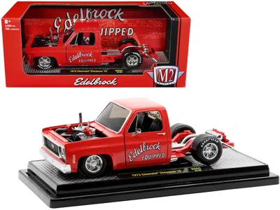 M2 1973 Chevrolet Cheyenne Super 10 Square Body Bedless Truck Bright Red With Graphics "edelbrock" Limi