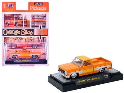 M2 1976 Gmc Sierra Grande 15 Pickup Truck Orange/white Orange Interior Limited Edition 15,994 Pcs 1/64  In Multi