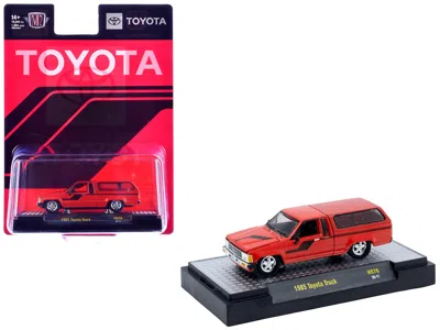 M2 1985 Toyota Sr5 Pickup Truck With Camper Shell Red With Black Stripes Limited Edition To 19844 Piece