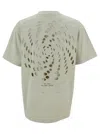 M44 LABEL GROUP BEIGE T-SHIRT WITH LOGO EMBROIDERY AND CUT-OUT IN COTTON MAN