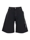 44 Label Group Black Bermuda Pants With Tie Detail On The Front And Logo Embroidery On The Rear In Black