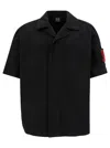 44 Label Group Black Bowling Shirt With Logo Patch In Cotton Denim Man In Black