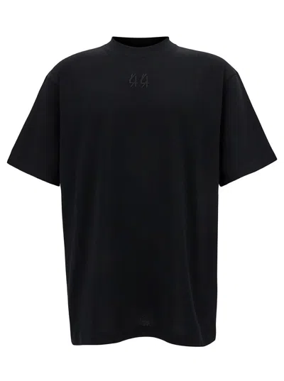 M44 Label Group Black T-shirt With Logo Embroidery And Print In Cotton Man