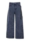 44 Label Group Grey Jeans With Tie Detail With Logo On The Front And Logo Patch On The Rear In Grey