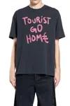 44 Label Group Tourist Black Crewneck T-shirt With Maxi Print On Front And Rear In Cotton Man In Black
