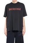 44 Label Group Black T-shirt With Print On The Front And Maxi Logo On The Back In Cotton Man In Black + Backstage Red B.sub