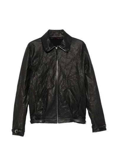 Ma+ Buckled Leather Jacket In Black