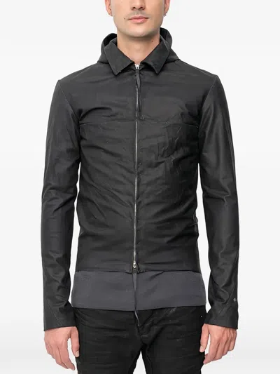 Ma+ Detachable-hood Leather Jacket In Black