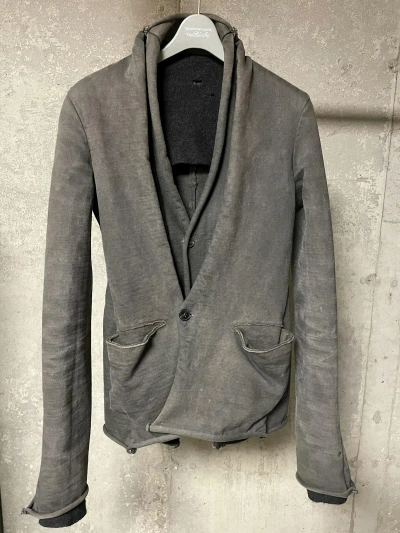 Pre-owned M.a+ Double Layered Raw Hem Blazer Jacket In Grey