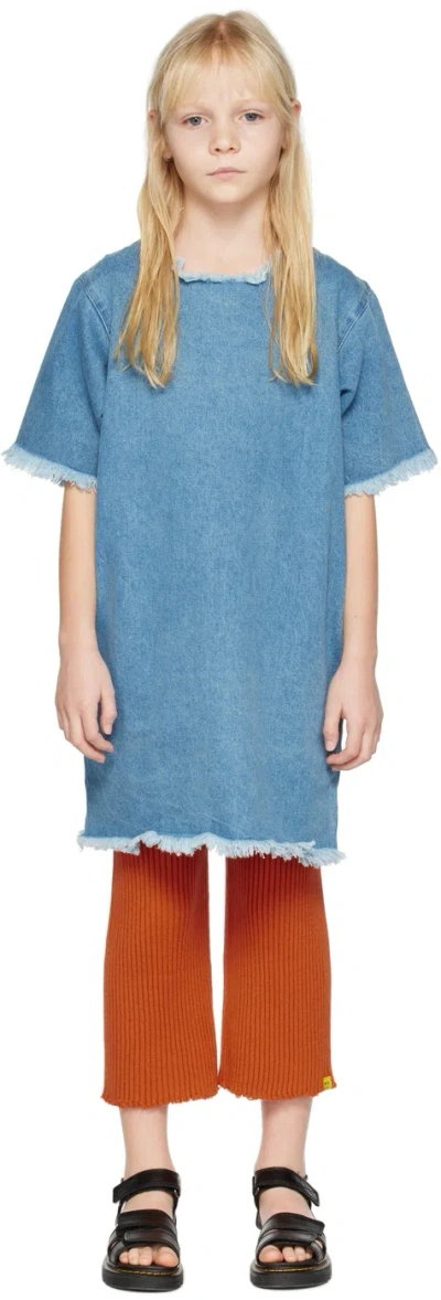 M.a+ Kids Blue Oversized Denim T-shirt In Baby Blue