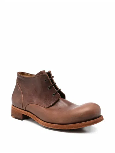 Ma+ Lace-up Leather Boots In Brown