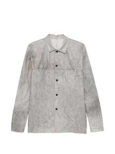 Ma+ Leather Long-sleeves Shirt In Gray