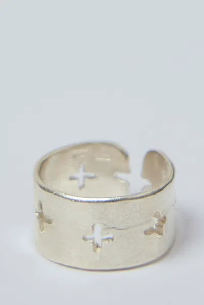 M.a+ Maurizio Amadei Thick Multiple Cross Cut Ring In Silver