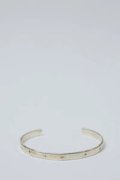 M.a+ Maurizio Amadei Thin Cross Carved Silver Bracelet
