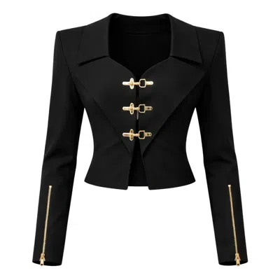 Ma Mulier Women's Black Hook Crop Blazer