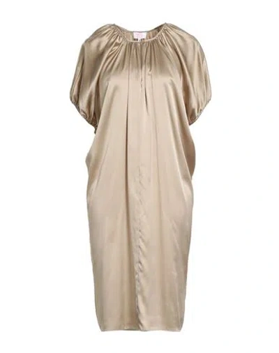 Ma Petite Capsule Woman Midi Dress Mustard Size 6 Silk In Gold