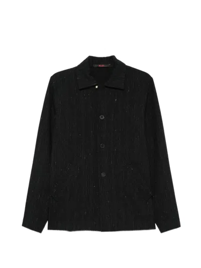 Ma+ Pinstripe-pattern Button-up Jacket In Black