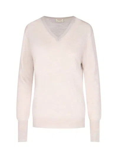 MA'RY'YA BEIGE VIRGIN WOOL AND CASHMERE KNIT SWEATER