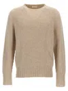 Ma'ry'ya Cashmere Blend Wool Sweater With Ribbed Detailing In Beige