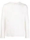 Ma'ry'ya Long-sleeve Round-neck Linen Sweater In Weiss
