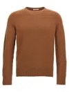 Ma'ry'ya Brown Wool Blend Crew-neck Sweater With Ribbed Hem In Brown