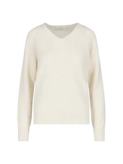 Ma'ry'ya V-neck Sweater In Cream