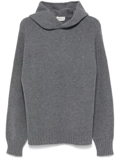 Ma'ry'ya Wool Sweater Hood Raglan Sleeves In Gray